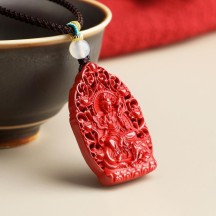 Natural cinnabar with high content of imperial sand, patron saint necklace