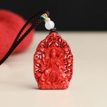 Natural cinnabar with high content of imperial sand, patron saint necklace