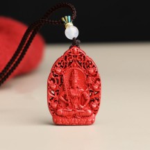 Natural cinnabar with high content of imperial sand, patron saint necklace