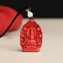 Natural cinnabar with high content of imperial sand, patron saint necklace
