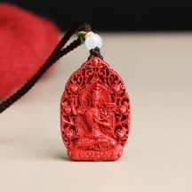 Natural cinnabar with high content of imperial sand, patron saint necklace