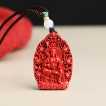 Natural cinnabar with high content of imperial sand, patron saint necklace