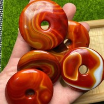 Warring States Red Agate High Glossy Surface 50mm Peace Buckle Vajra Bodhi