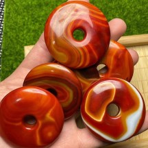 Warring States Red Agate High Glossy Surface 50mm Peace Buckle Vajra Bodhi
