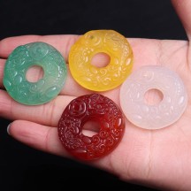 Agate Chalcedony Pixiu Peace Buckle Pendant
