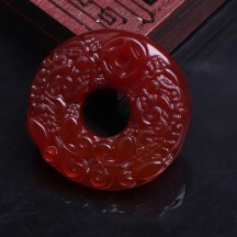 Agate Chalcedony Pixiu Peace Buckle Pendant