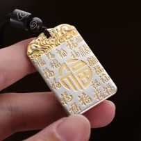 999 sterling silver peace and happiness pendant necklace