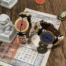 Daoxin Yongheng Mountain Ghost Coin First Layer Leather Bracelet