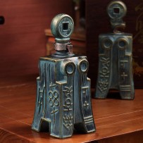 Ancient coin ceramic wine bottle sealed white wine empty bottle imitating bronze coin shape