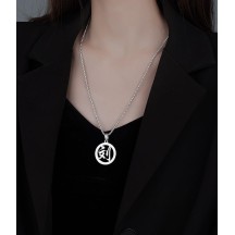 Hundred Family Names Long Necklace Titanium Steel No-Fading Pendant
