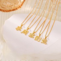 Sterling silver surname necklace Chinese character surname pendant