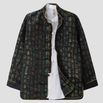 Spring and Autumn Chinese Style Stand-up Collar Oracle Gold-stamped Jacquard Handmade Jacket