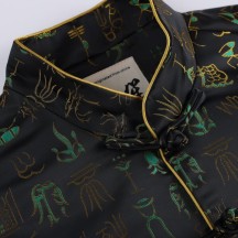 Spring and Autumn Chinese Style Stand-up Collar Oracle Gold-stamped Jacquard Handmade Jacket