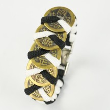 Chinese style jewelry hand-woven umbrella rope five emperors money bracelet copper coins retro