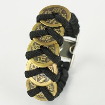 Chinese style jewelry hand-woven umbrella rope five emperors money bracelet copper coins retro