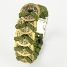 Chinese style jewelry hand-woven umbrella rope five emperors money bracelet copper coins retro