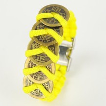 Chinese style jewelry hand-woven umbrella rope five emperors money bracelet copper coins retro