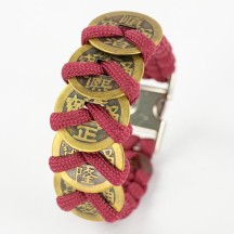 Chinese style jewelry hand-woven umbrella rope five emperors money bracelet copper coins retro