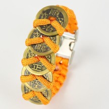Chinese style jewelry hand-woven umbrella rope five emperors money bracelet copper coins retro