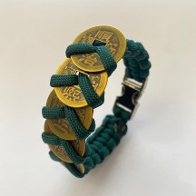 Chinese style jewelry hand-woven umbrella rope five emperors money bracelet copper coins retro