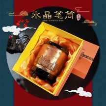 Chinese style office crystal relief pen holder crafts