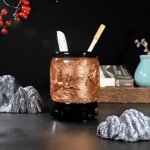 Chinese style office crystal relief pen holder crafts