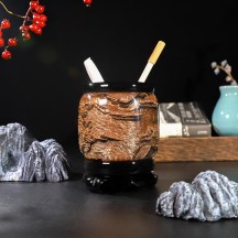 Chinese style office crystal relief pen holder crafts