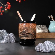 Chinese style office crystal relief pen holder crafts