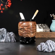 Chinese style office crystal relief pen holder crafts