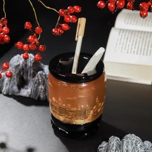 Chinese style office crystal relief pen holder crafts