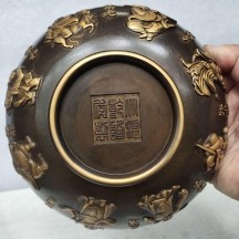 Polished copper pure copper relief gold dotted eight immortals crossing the sea eight immortals bowl home craft ornaments