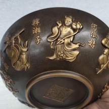 Polished copper pure copper relief gold dotted eight immortals crossing the sea eight immortals bowl home craft ornaments