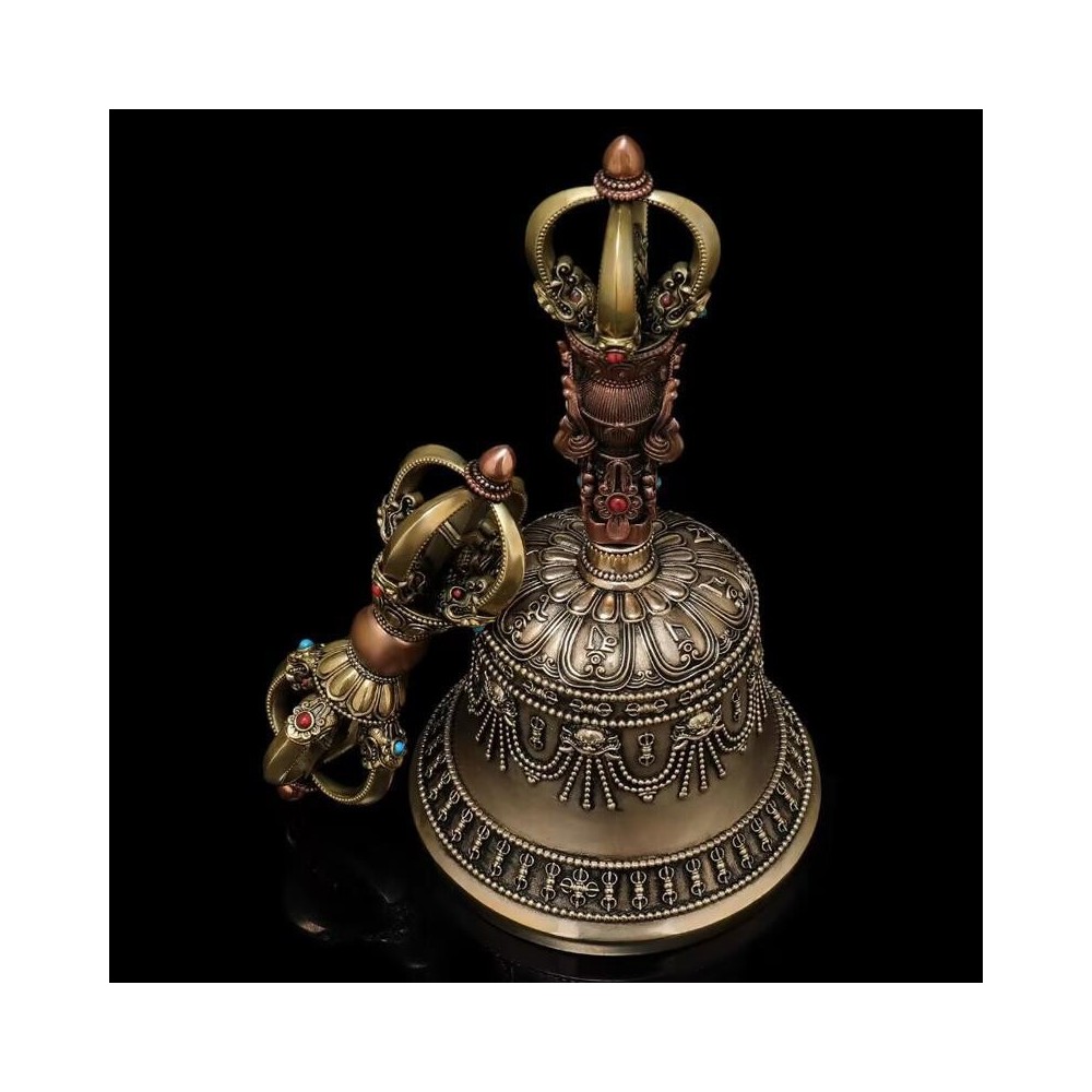 Tibetan relief copper-cast vajra bell pestle five-pronged phurba vajra dagger craft ornaments Tibetan relief copper-cast vajra bell pestle five-pronged phurba vajra dagger craft ornaments