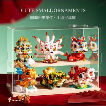 Shanhaijing four national tide mythical beast building block assembly model Chinese style lion dance