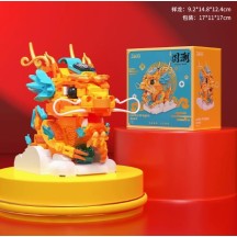Shanhaijing four national tide mythical beast building block assembly model Chinese style lion dance