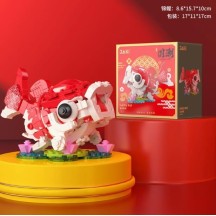 Shanhaijing four national tide mythical beast building block assembly model Chinese style lion dance